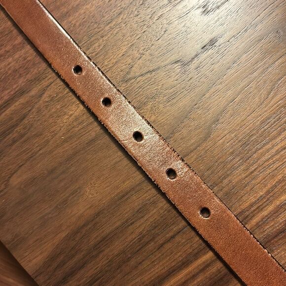 The Ritz Accessory Collection Brown Leather Belt with Gold Rectangle Buckle - L - Picture 7 of 7